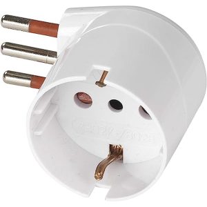ADATTATORE 90° DA SPINA 10A A PRESA SCHUKO 16A DOMESTICO 2 COLORI SERIE UNIKA ROSI