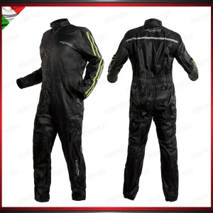 TUTA MOTO ANTIPIOGGIA INTEGRALE INSERTI FLUO RIFLETTENTI 100% IMPEREMABILE ANTIACQUA