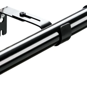 Bastone per Tende Nero Estensibile, 76-198Cm, Bastone per Tende Regolabile in Metallo, Bastone per Tende Con Staffe E Terminali per Camera Da Letto, Soggiorno