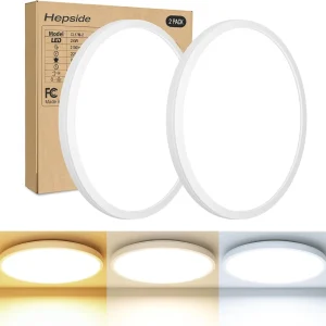 24W Plafoniera LED Soffitto [2 Pezzi], 2100LM Plafoniera 3 Colori 3000K/4500K/6000K Sottile Lampada Da Soffitto Ø22Cm Luce Calda Naturale Fredda IP44 per Bagno Soggiorno Camera Da Letto Cucina