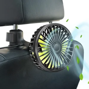 Ventilatore USB per Auto: Portatile Ventola Veicolo 12V Ventilatori Aria Di Raffreddamento Con 3 Velocità Rotazione a 360 ° Ventole per Camper,Camion,Sedile Posteriore Passeggeri,Pet