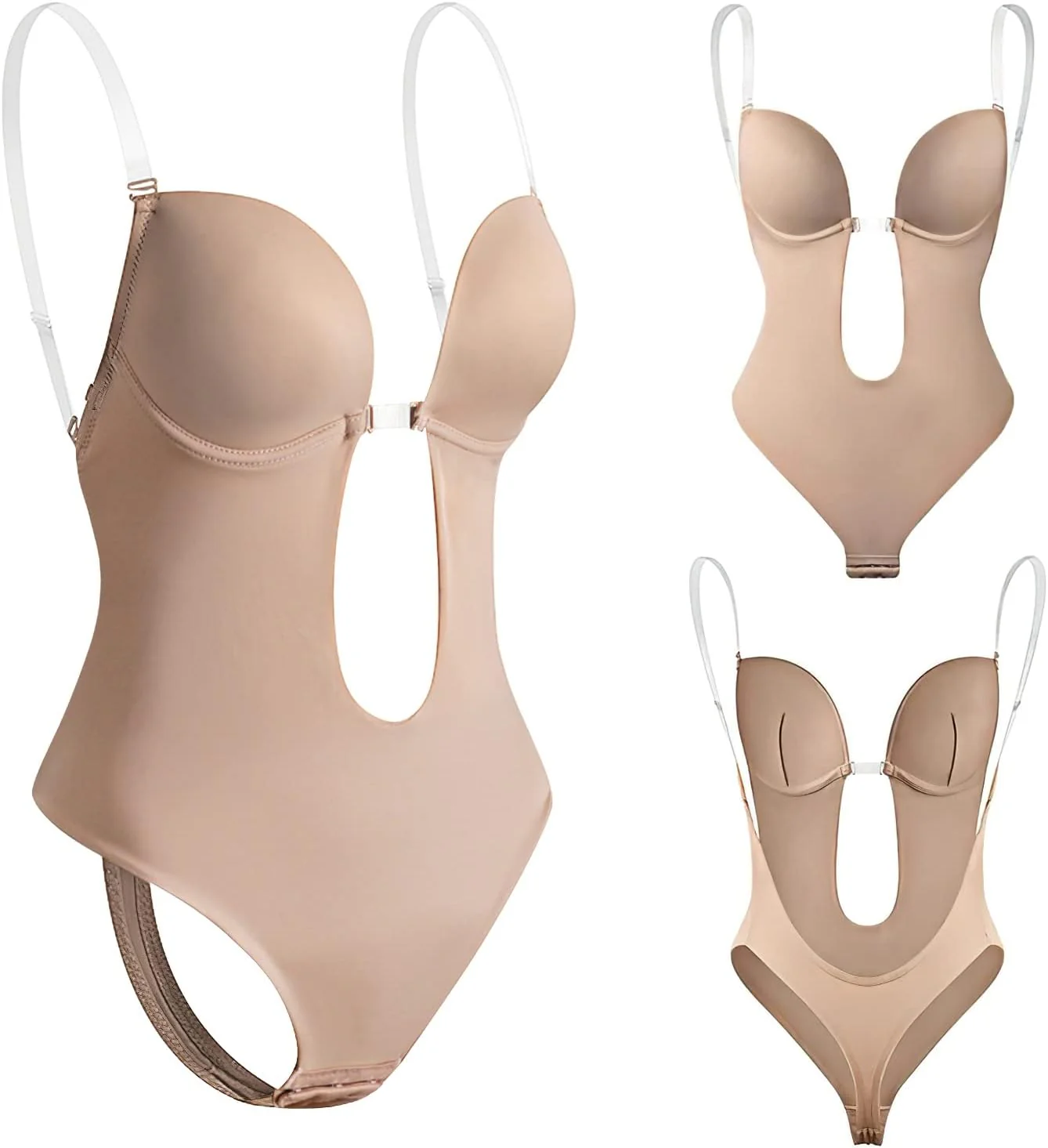 Donna Backless Profondo Scollo a V Body Strapless Shapewear Con Perizoma, Regolabile Corsetto per Dimagrante Filo Aperto per Sposa - immagine 2
