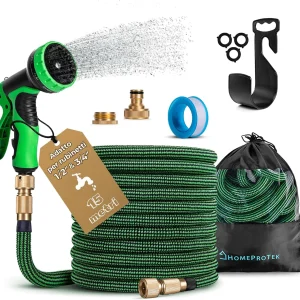 Tubo Acqua Giardino 15 Metri Tubo Estensibile Da Giardino - Canna Acqua Giardino Con Pistola Acqua Giardino a 9 Modalità Di Spruzzo - Tubo Irrigazione Con Raccordi in Ottone Da 1/2" E 3/4